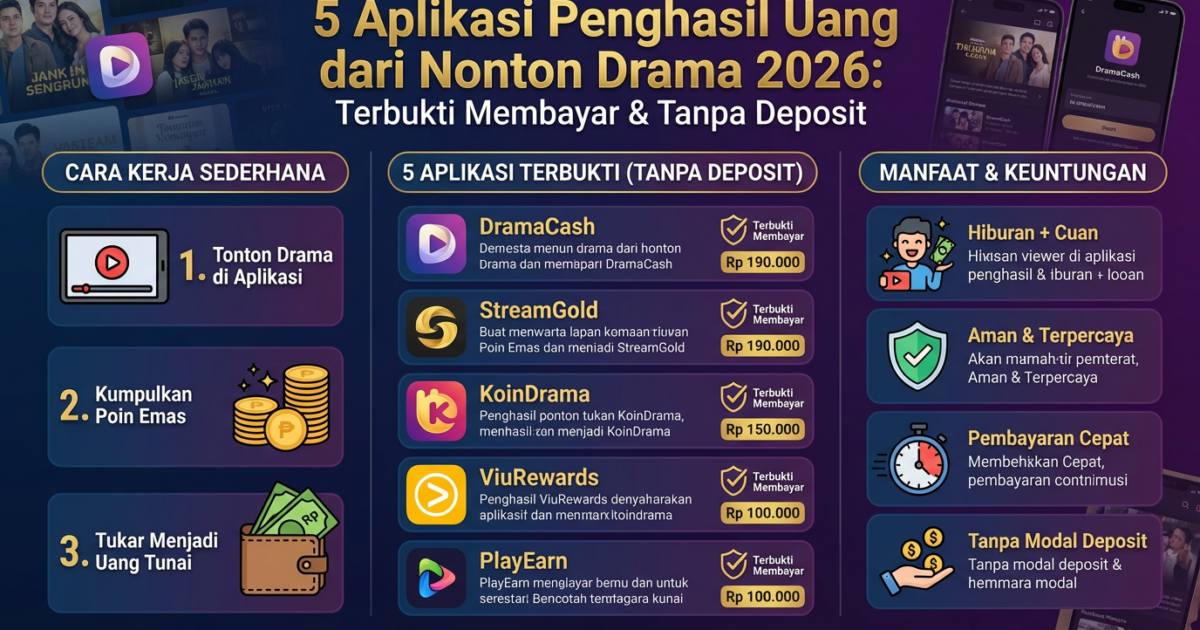 5 Aplikasi Penghasil Uang dari Nonton Drama 2026 Terbukti Membayar & Tanpa Deposit